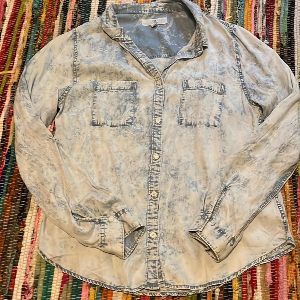 Thread Supply Whitewash Denim Button Down Size XL